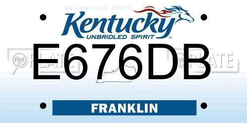 E676DB Kentucky License Plate