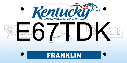 E67TDK Kentucky License Plate