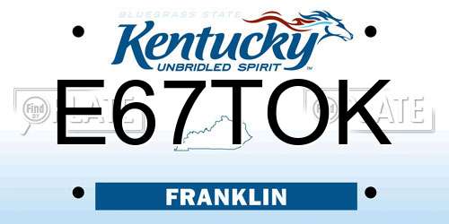 E67TOK Kentucky License Plate