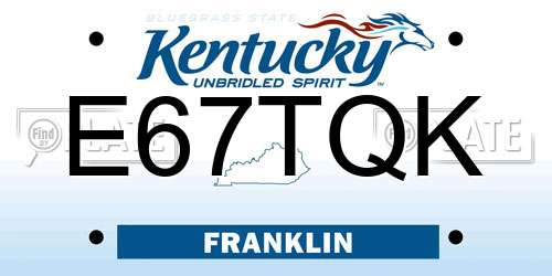 E67TQK Kentucky License Plate