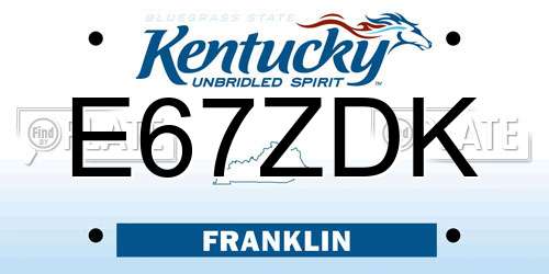 E67ZDK Kentucky License Plate