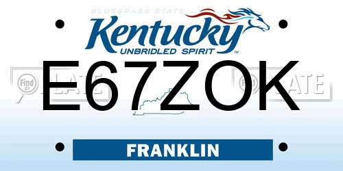 E67ZOK Kentucky License Plate