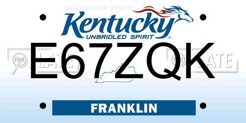 E67ZQK Kentucky License Plate