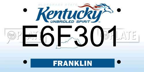 E6F301 Kentucky License Plate