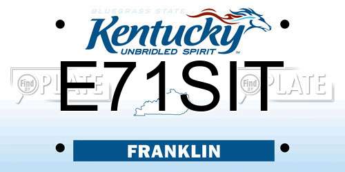 E71SIT Kentucky License Plate