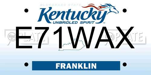 E71WAX Kentucky License Plate