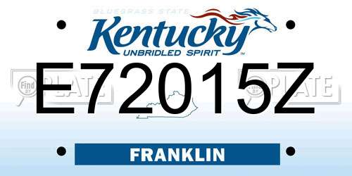 E72015Z Kentucky License Plate