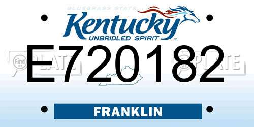 E720182 Kentucky License Plate