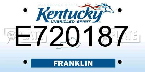 E720187 Kentucky License Plate