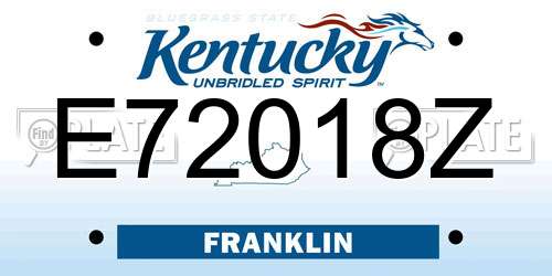 E72018Z Kentucky License Plate