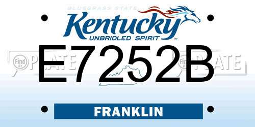 E7252B Kentucky License Plate