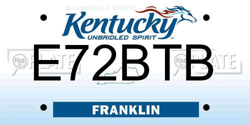 E72BTB Kentucky License Plate