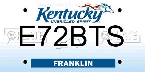 E72BTS Kentucky License Plate