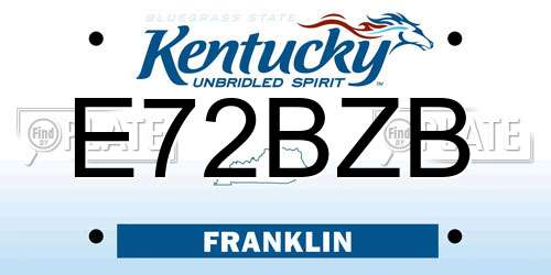 E72BZB Kentucky License Plate