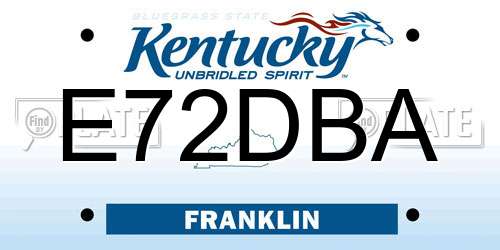 E72DBA Kentucky License Plate