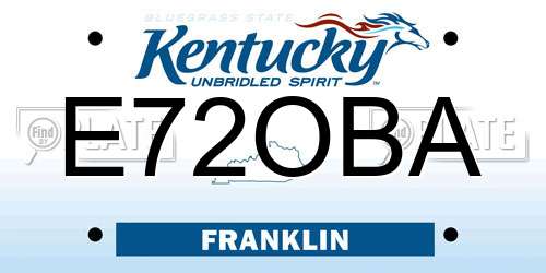 E72OBA Kentucky License Plate
