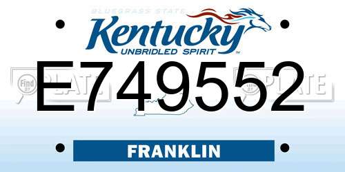 E749552 Kentucky License Plate