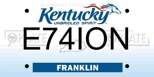 E74ION Kentucky License Plate