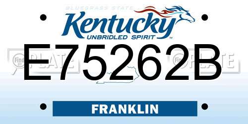E75262B Kentucky License Plate