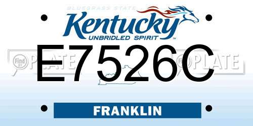 E7526C Kentucky License Plate