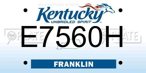 E7560H Kentucky License Plate