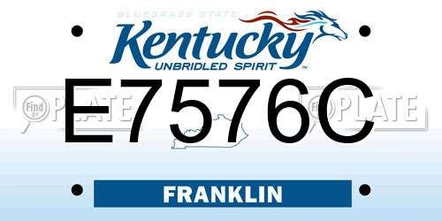 E7576C Kentucky License Plate