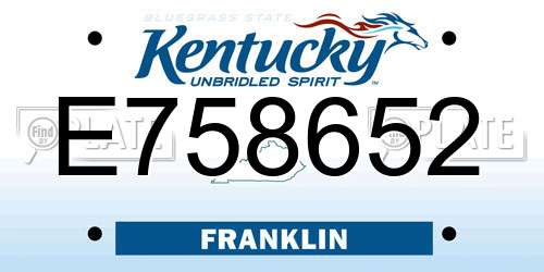E758652 Kentucky License Plate