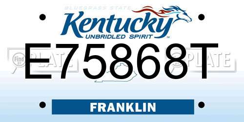 E75868T Kentucky License Plate