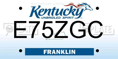 E75ZGC Kentucky License Plate