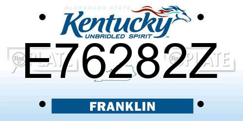 E76282Z Kentucky License Plate
