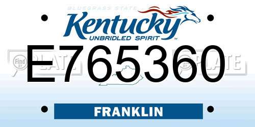 E765360 Kentucky License Plate