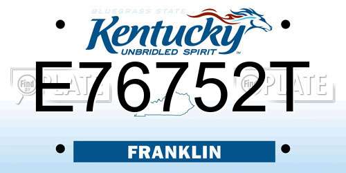 E76752T Kentucky License Plate