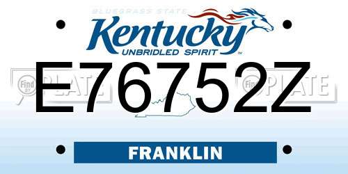 E76752Z Kentucky License Plate