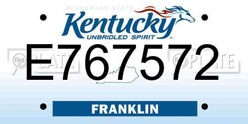 E767572 Kentucky License Plate