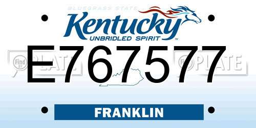 E767577 Kentucky License Plate