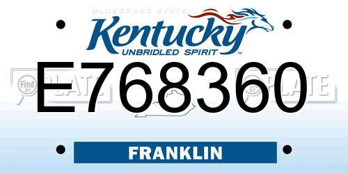 E768360 Kentucky License Plate