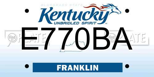 E770BA Kentucky License Plate