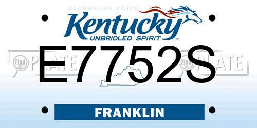 E7752S Kentucky License Plate