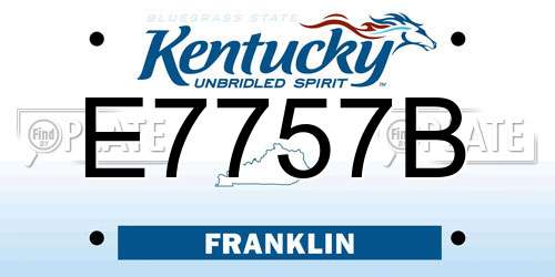 E7757B Kentucky License Plate