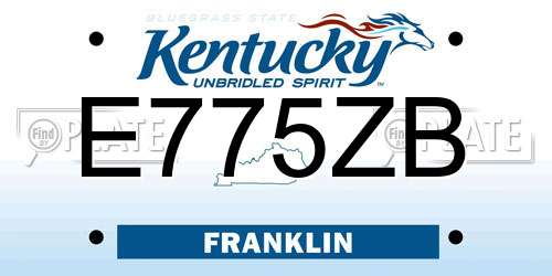E775ZB Kentucky License Plate