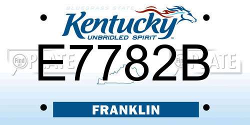 E7782B Kentucky License Plate