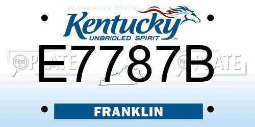 E7787B Kentucky License Plate