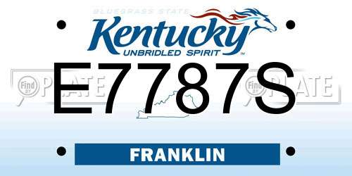 E7787S Kentucky License Plate