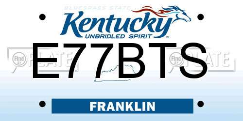E77BTS Kentucky License Plate