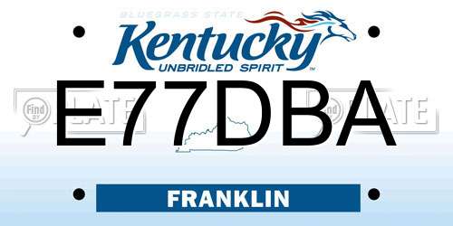 E77DBA Kentucky License Plate