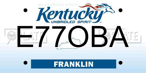 E77OBA Kentucky License Plate