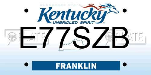 E77SZB Kentucky License Plate