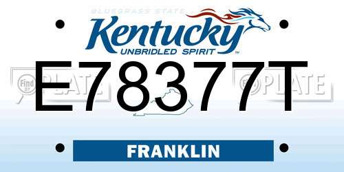 E78377T Kentucky License Plate