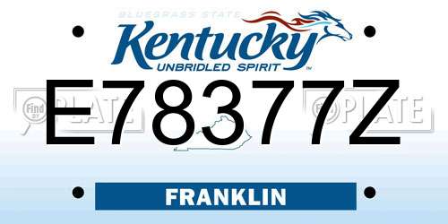 E78377Z Kentucky License Plate