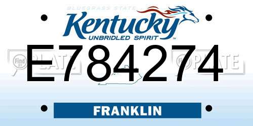 E784274 Kentucky License Plate